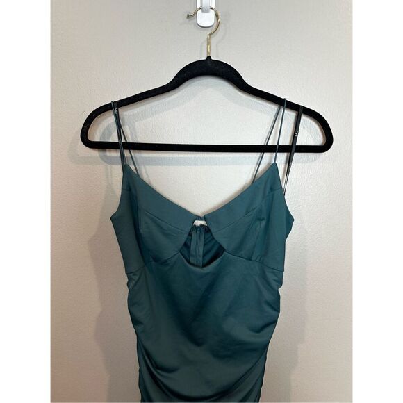 Lulus Green Ruched Cut Out Dress Medium - Picture 3 of 5